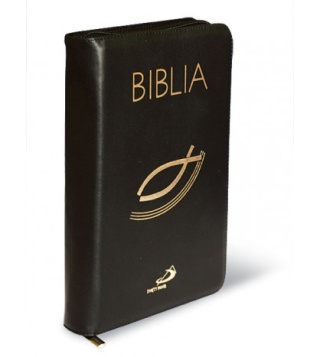 Biblia "z rybką" - oprawa czarna, z suwakiem, z kolorową wkładką - dla mężczyzn