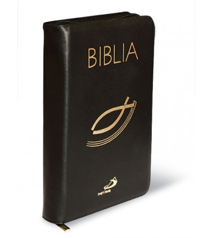 Biblia "z rybką" - oprawa czarna, z suwakiem, z kolorową wkładką - dla mężczyzn Biblia "z rybką" - oprawa czarna, z suwakiem, z kolorową wkładką - dla mężczyzn