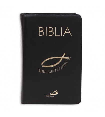 Biblia "z rybką" - oprawa czarna, z suwakiem, z kolorową wkładką - dla mężczyzn Biblia "z rybką" - oprawa czarna, z suwakiem, z kolorową wkładką - dla mężczyzn